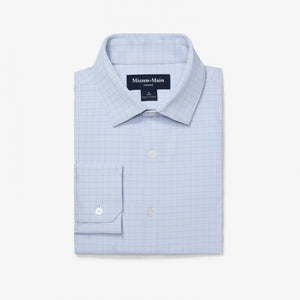 Mizzen+Main Mens Leeward Dress Shirt 0969 Light Blue Mini Plaid