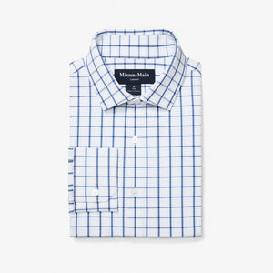 Mizzen+Main Mens Leeward Dress Shirt 0914 White Navy Windowpane
