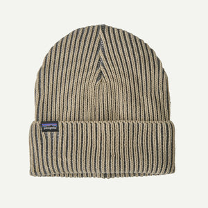 Patagonia Fishermans Rolled Beanie Contrast Stripe: Weathered Stone