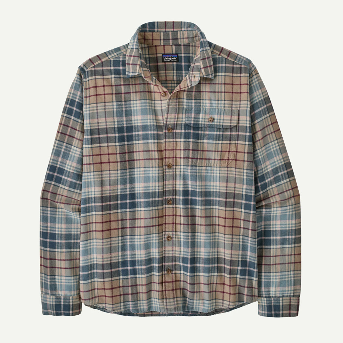 Patagonia Mens Long-Sleeved Lightweight Fjord Flannel Shirt Depth: Blue Sage