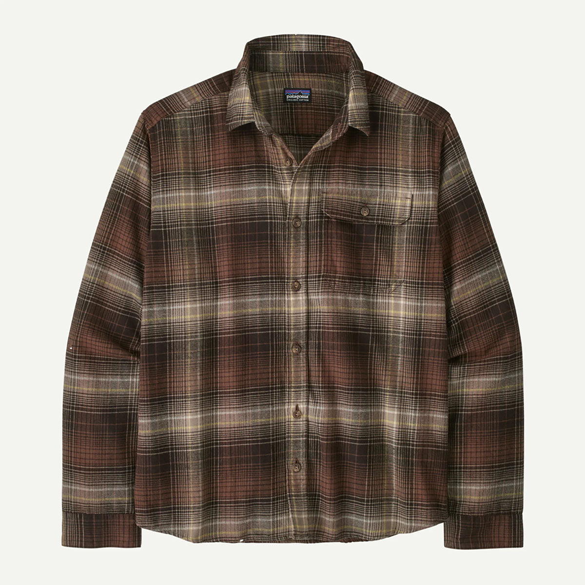 Patagonia Mens Long-Sleeved Lightweight Fjord Flannel Shirt elting Ombre: Den Brown / M