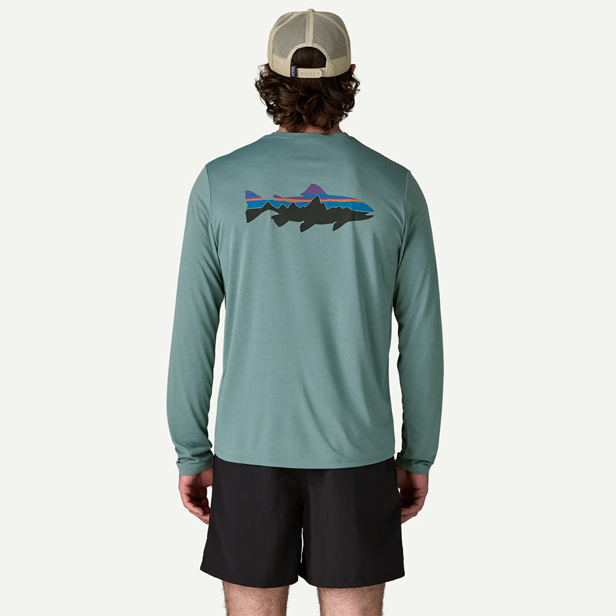 Patagonia Mens Long-Sleeved Capilene Cool Daily Shirt - Fitz Roy Trout Blue age - Light Blue Sage X-Dye / S