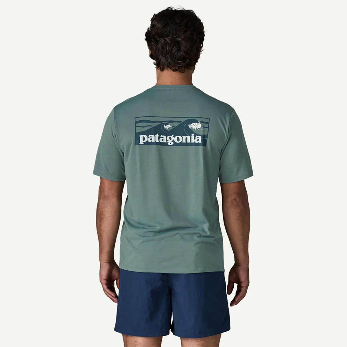 Patagonia Mens Capilene Cool Daily Shirt - Boardshort Logo Blue age - Light Blue Sage X-Dye / S