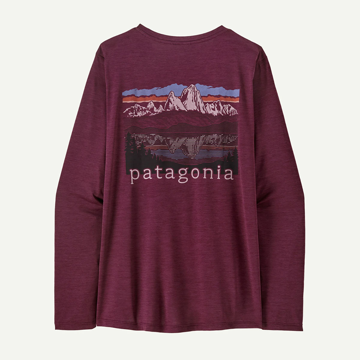 Patagonia Womens Long-Sleeved Capilene Cool Daily Shirt - Fitz Roy Foothills Berry Fig - Light Berry Fig X-Dye