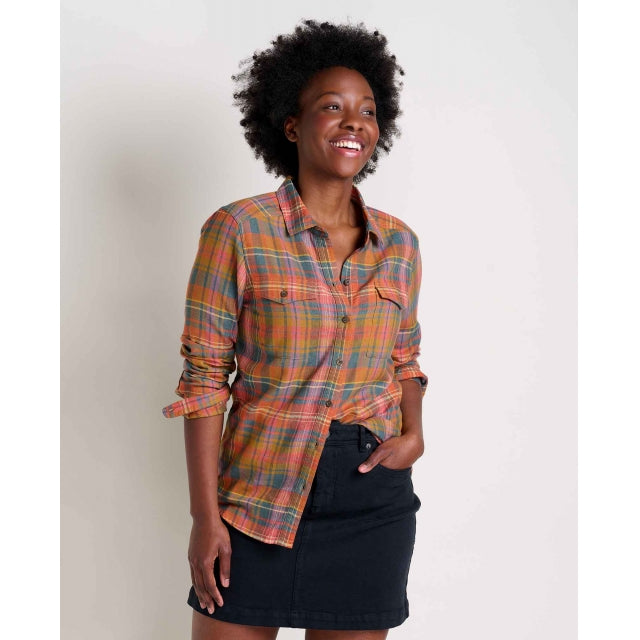 Toad&Co. Women's Re-Form Flannel Long Sleeve Shirt 232 Umber Madras