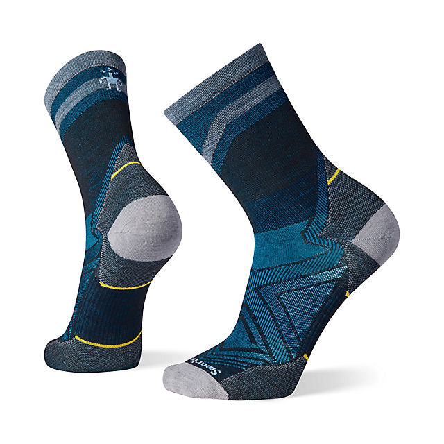 Smartwool Men's Run Zero Cushion Mid Crew Pattern Socks 001 Black