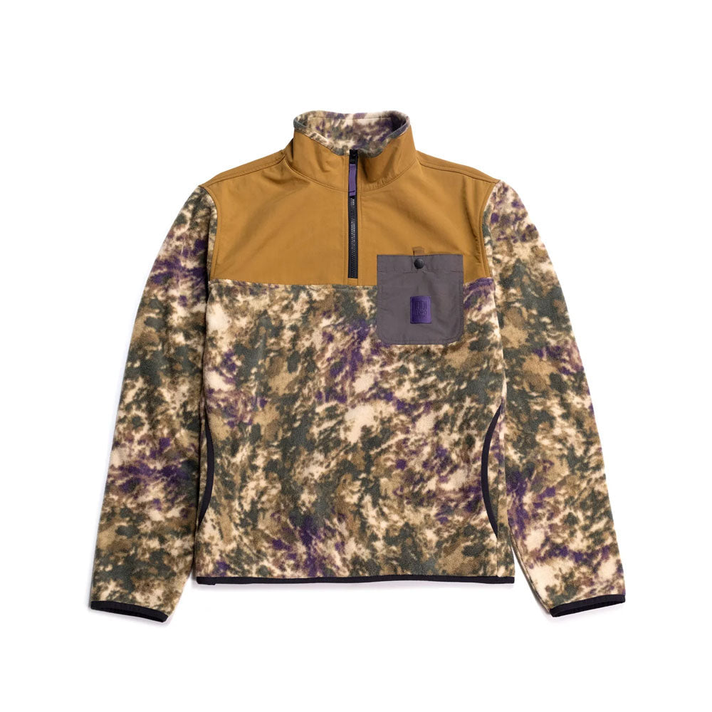 Topo Designs Mens Vista 1/4 Zip Lightweight Fleece Beetle torm/Dark Khaki / S