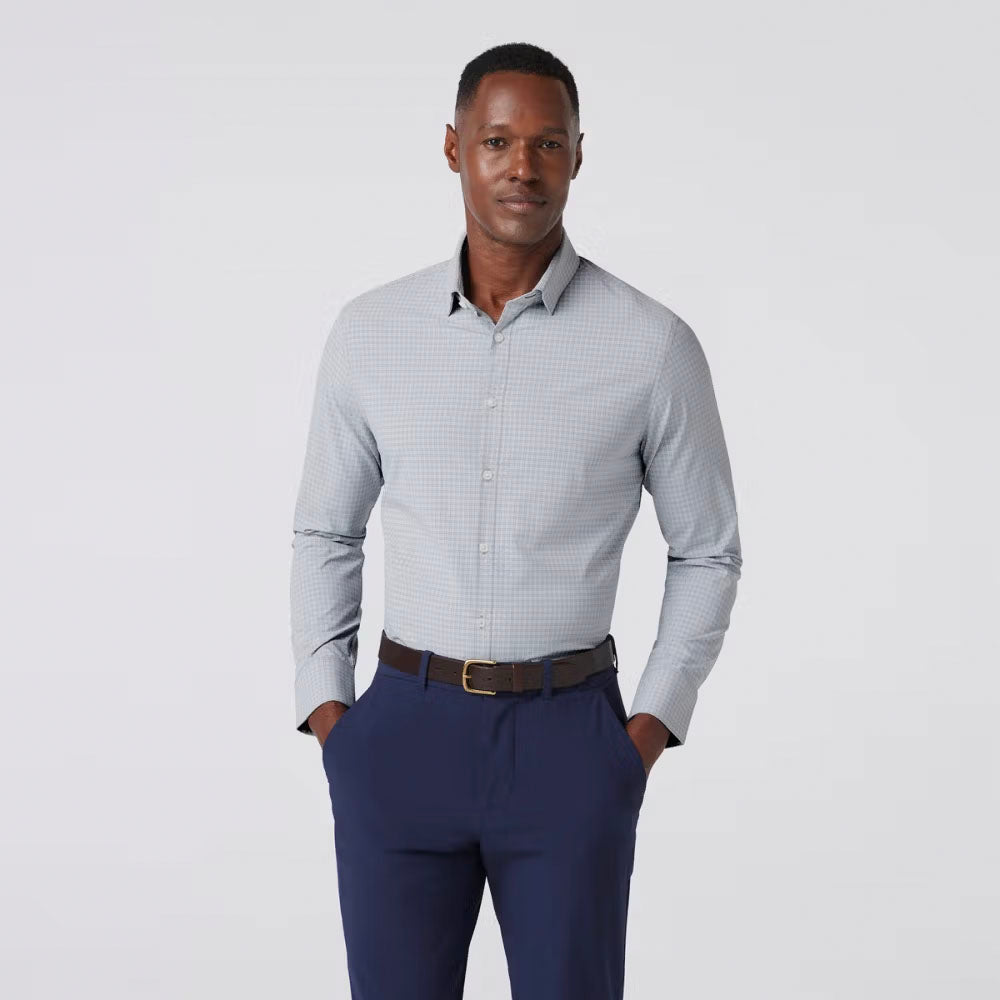 Mizzen+Main Men's Leeward Dress Shirt Aluminum Joel Plaid
