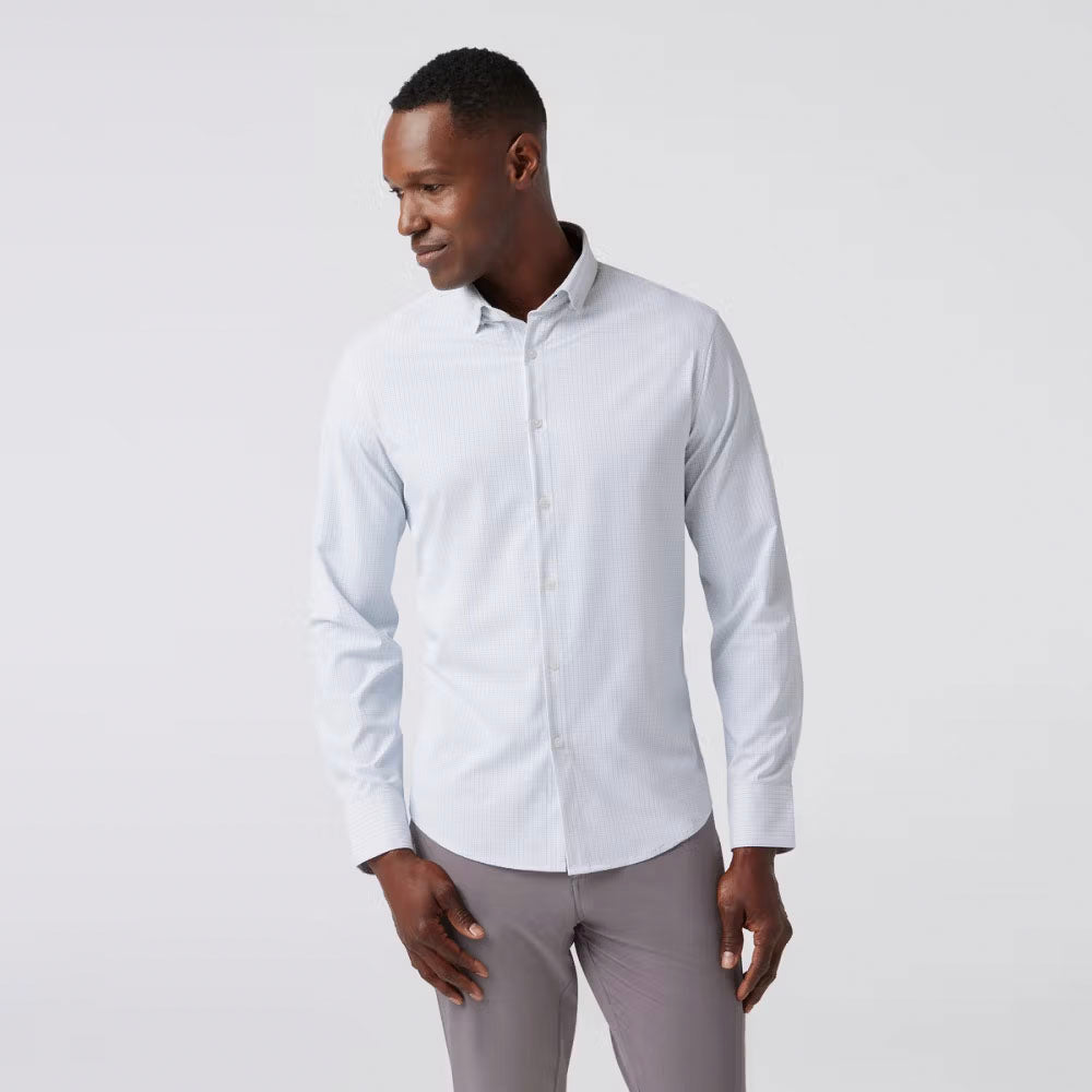 Mizzen+Main Men's Leeward No Tuck Dress Shirt Silver Filbert Plaid