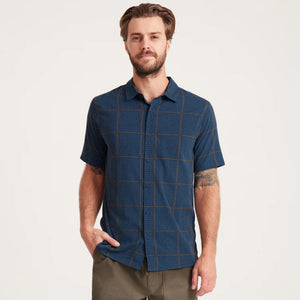 Roark Mens Bless Up Breathable Stretch Shirt Navy Plaid