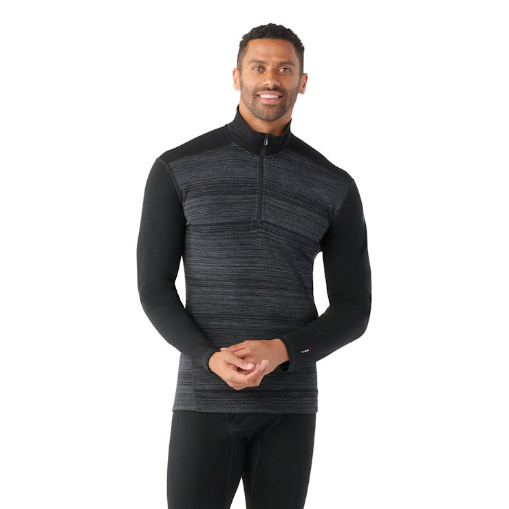 Smartwool M Classic Thermal Merino Base Layer 1/4 Zip K42 Black Color Shift