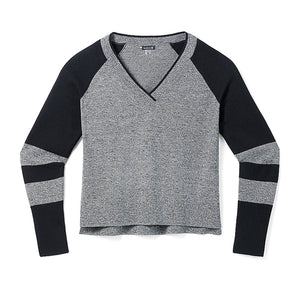 Smartwool Women's Edgewood V-Neck Sweater Black/Natural Marl
