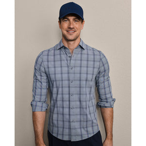 Rhone Mens State of Mind Shirt - Slim Vintage Indigo Herringbone Plaid