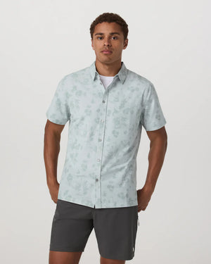Vuori Mens Short Sleeve Bridge Button-Down SIS Sable Mini Stripe