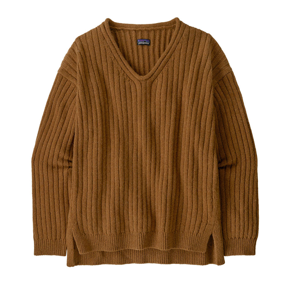 Patagonia Womens Recycled Wool-Blend V-Neck Sweater Deer Brown