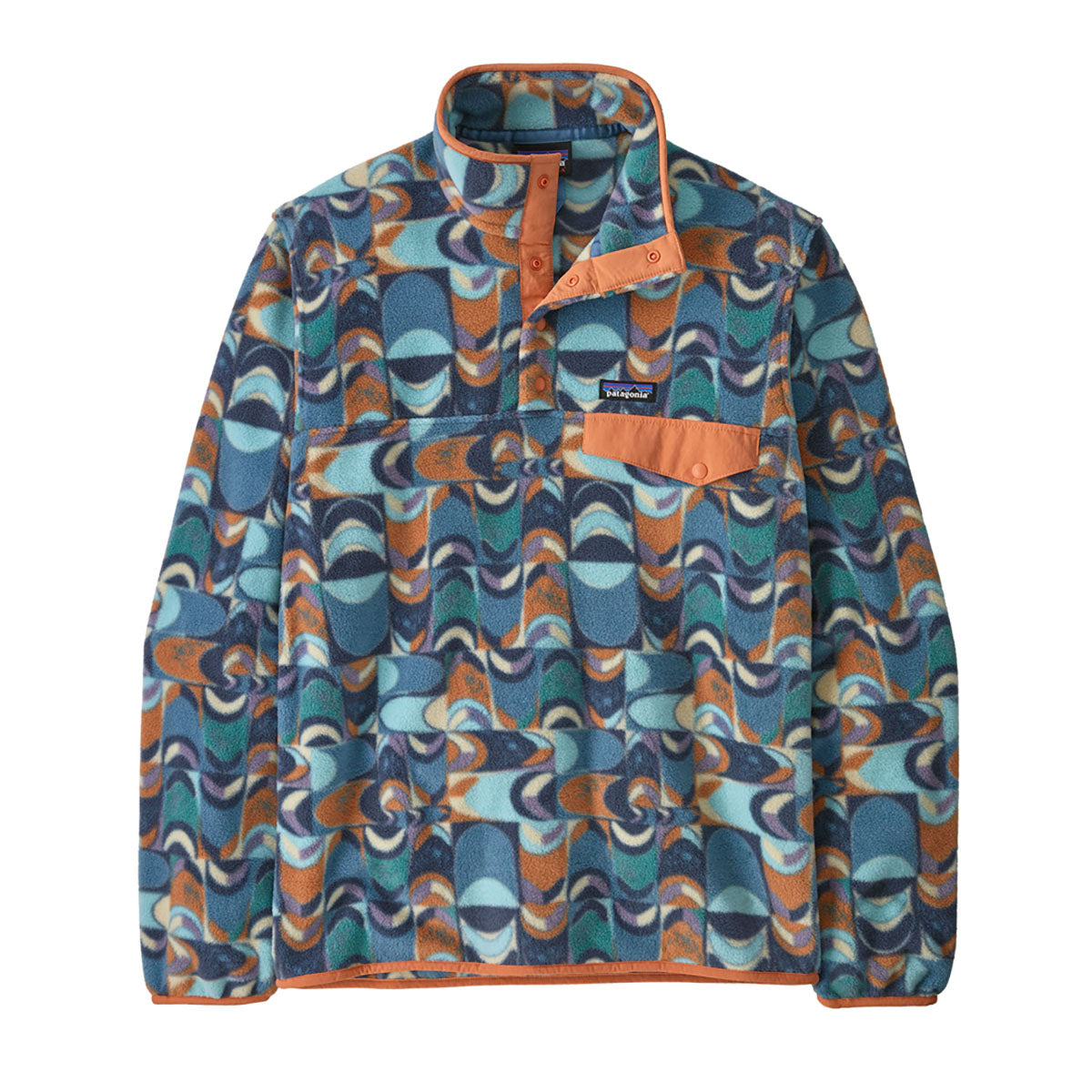 Patagonia Mens Lightweight Synchilla Snap-T Fleece Pullover Swallowtail Geo: Still Blue