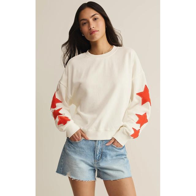 Z Supply W Stars First Date Sweatshirt SSA Sea Salt