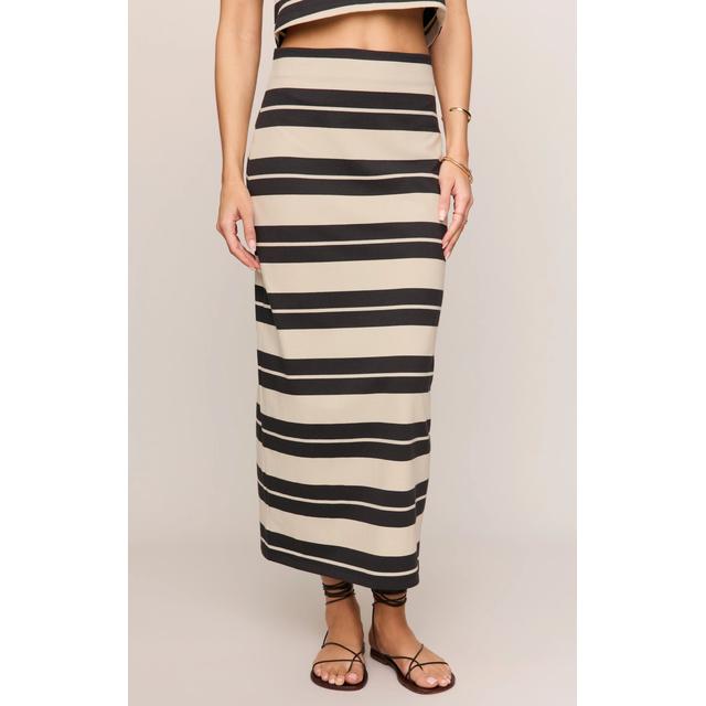 Z Supply W Gail Striped Jersey Midi Skirt AHK Ash Black