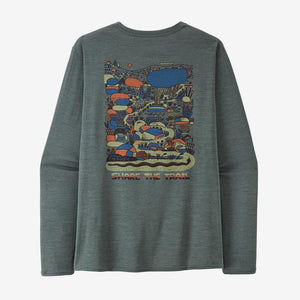 Patagonia Mens Long-Sleeved Capilene Cool Daily Graphic Shirt - Lands CLNX Commontrail: Nouveau Green X-Dye