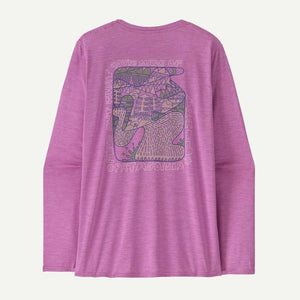 Patagonia Womens Long-Sleeved Capilene Cool Daily Graphic Shirt - Lands MBPX Made Of: Brisk Purple X-Dye