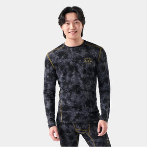 Smartwool Mens Classic Thermal Merino Base Layer Crew R38 Black Tie Dye/Honey Gold