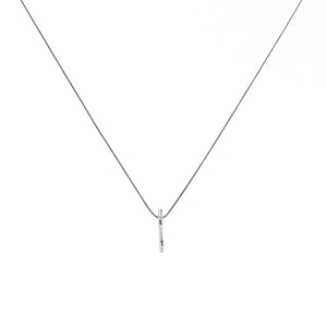 Bronwen Tiny Charm Necklace - 16" Matchstick - Taupe/Silver