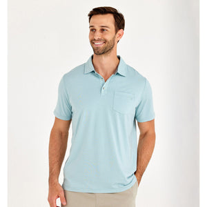 Free Fly Apparel Men's Bamboo Heritage Polo Flats Blue
