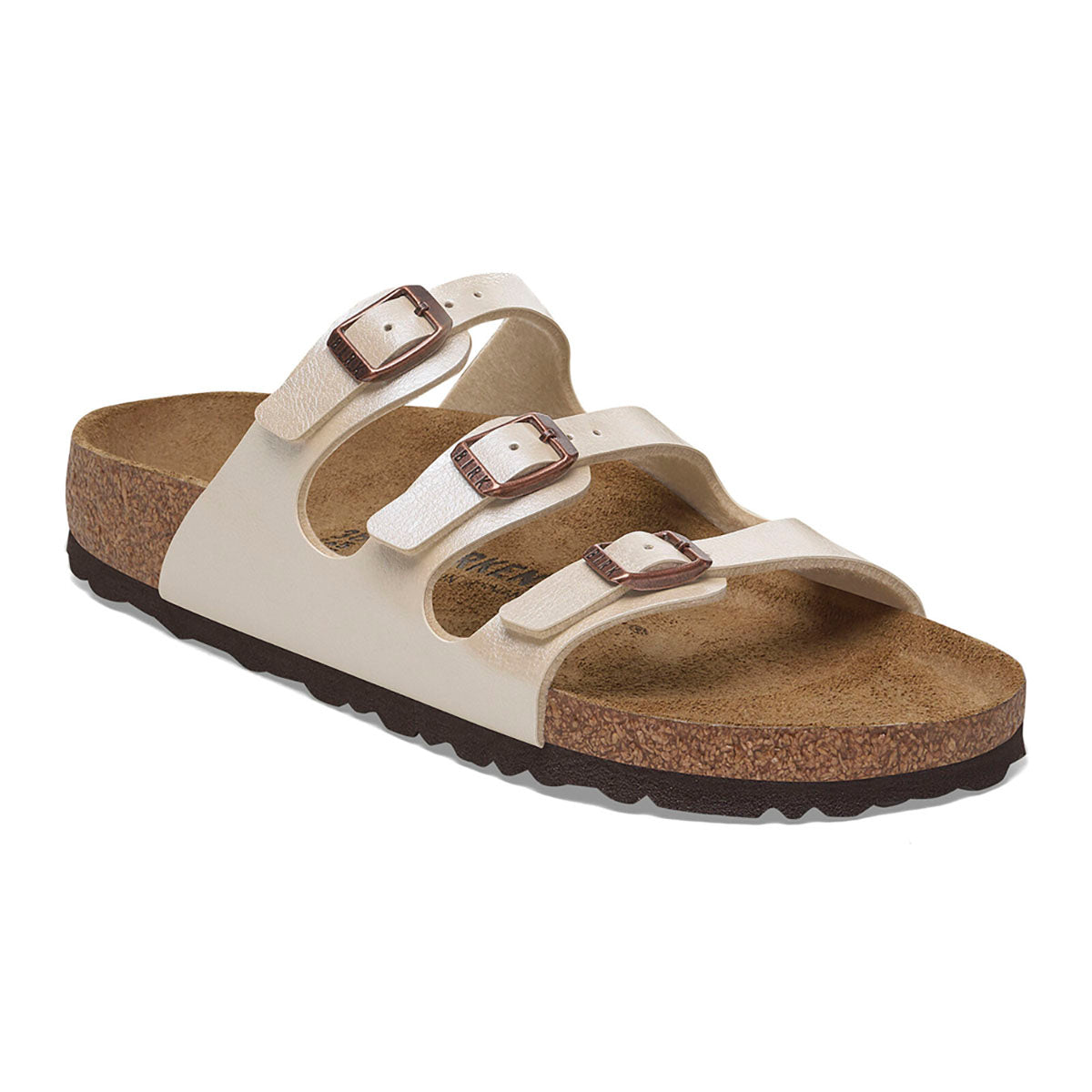 Birkenstock Womens Florida Birko-Flor - Regular Graceful Pearl White