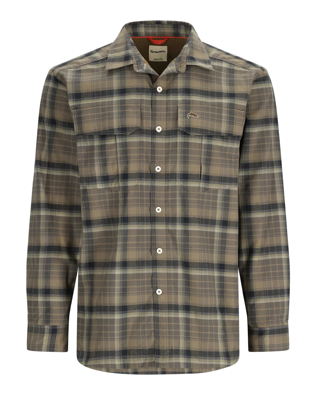 Simms Fishing Men&#39;s ColdWeather Long Sleeve Shirt Hickory Asym Ombre Plaid