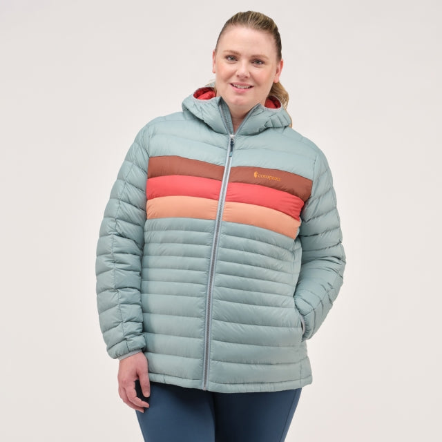 Cotopaxi Women&#39;s Fuego Hooded Down Jacket SSST Sea Spray Stripes