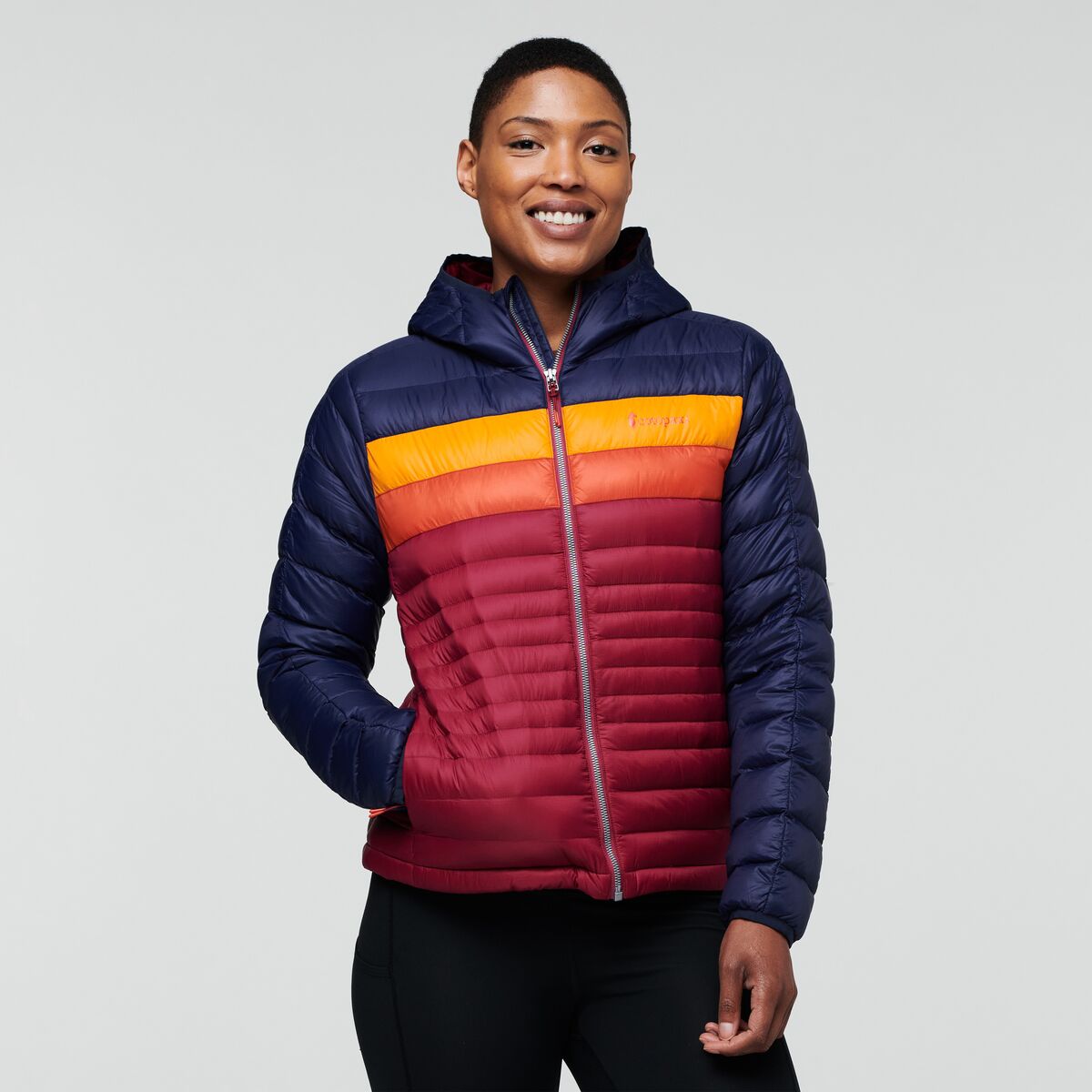Cotopaxi Women&#39;s Fuego Hooded Down Jacket Maritime &amp; Raspberry