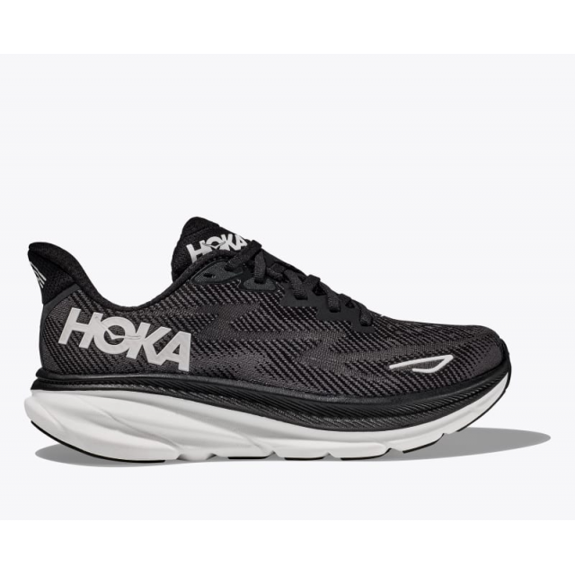 Hoka Women&#39;s Clifton 9 - Wide BWHT Black/White