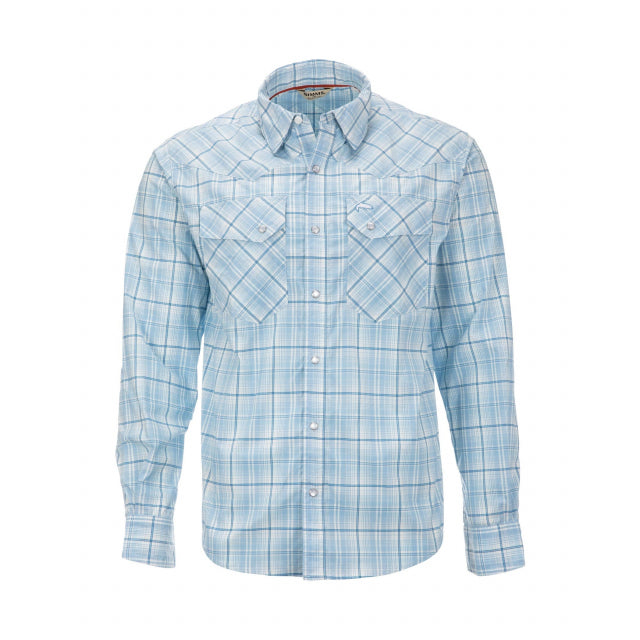 Simms Fishing Men&#39;s Brackett Long Sleeve Shirt 760 Sky Classic Plaid