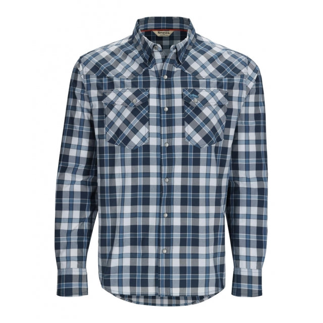 Simms Fishing Men&#39;s Brackett Long Sleeve Shirt 1071 Backcountry Blue Plaid