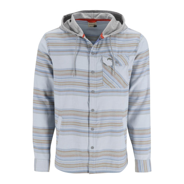 Simms Fishing Men&#39;s Santee Flannel Hoody 1223 White/Pale Pine Blanket Stripe