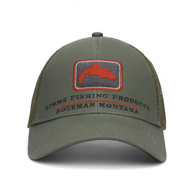 Simms Fishing Trout Icon Trucker Hat 1068 Smokey Olive