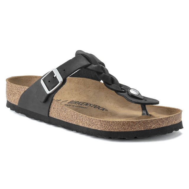 Birkenstock Gizeh Braid Oiled Leather - Reg Black