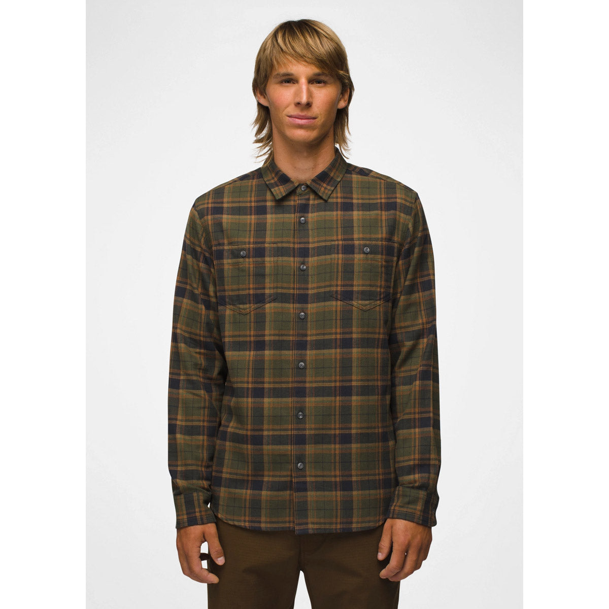 Prana Men's Dolberg Flannel Shirt Cargo Green