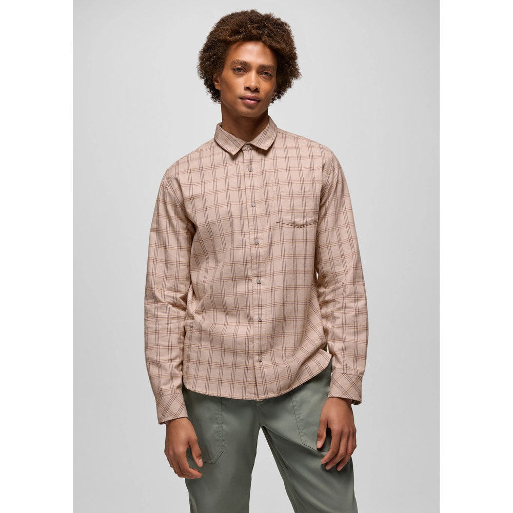 Prana Mens Los Feliz Flannel Shirt Almond