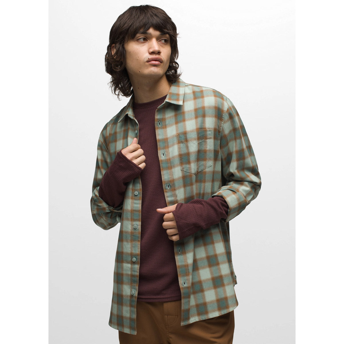 Prana Men&#39;s Los Feliz Flannel Shirt - Slim Eucalyptus