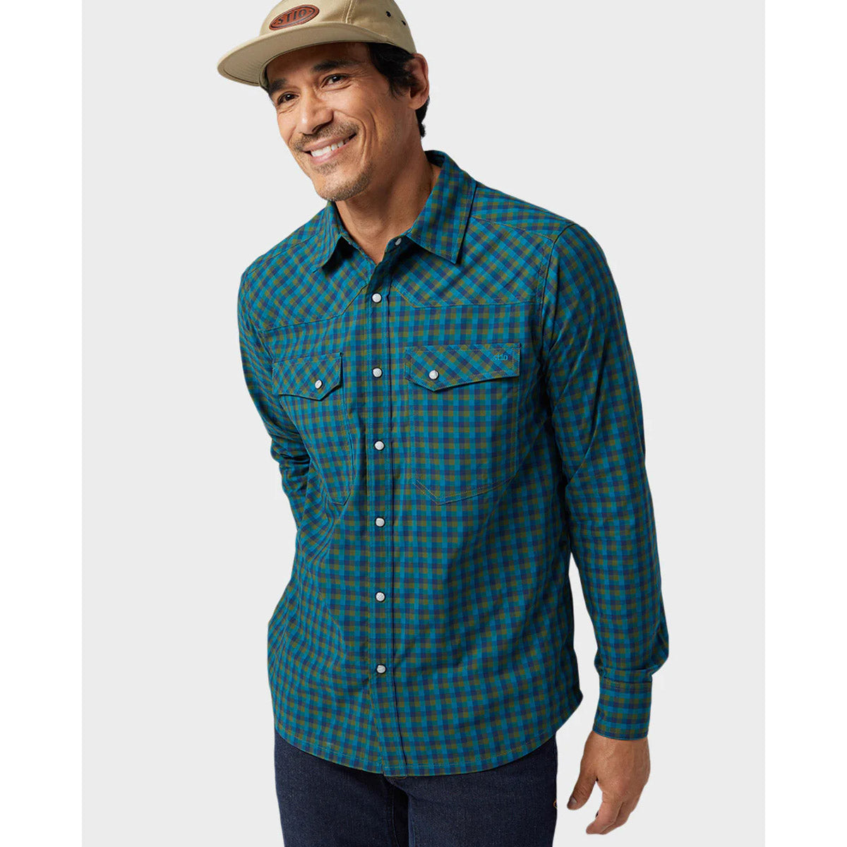 Stio Men's Eddy Shirt Long Sleeve Pine Forest Check