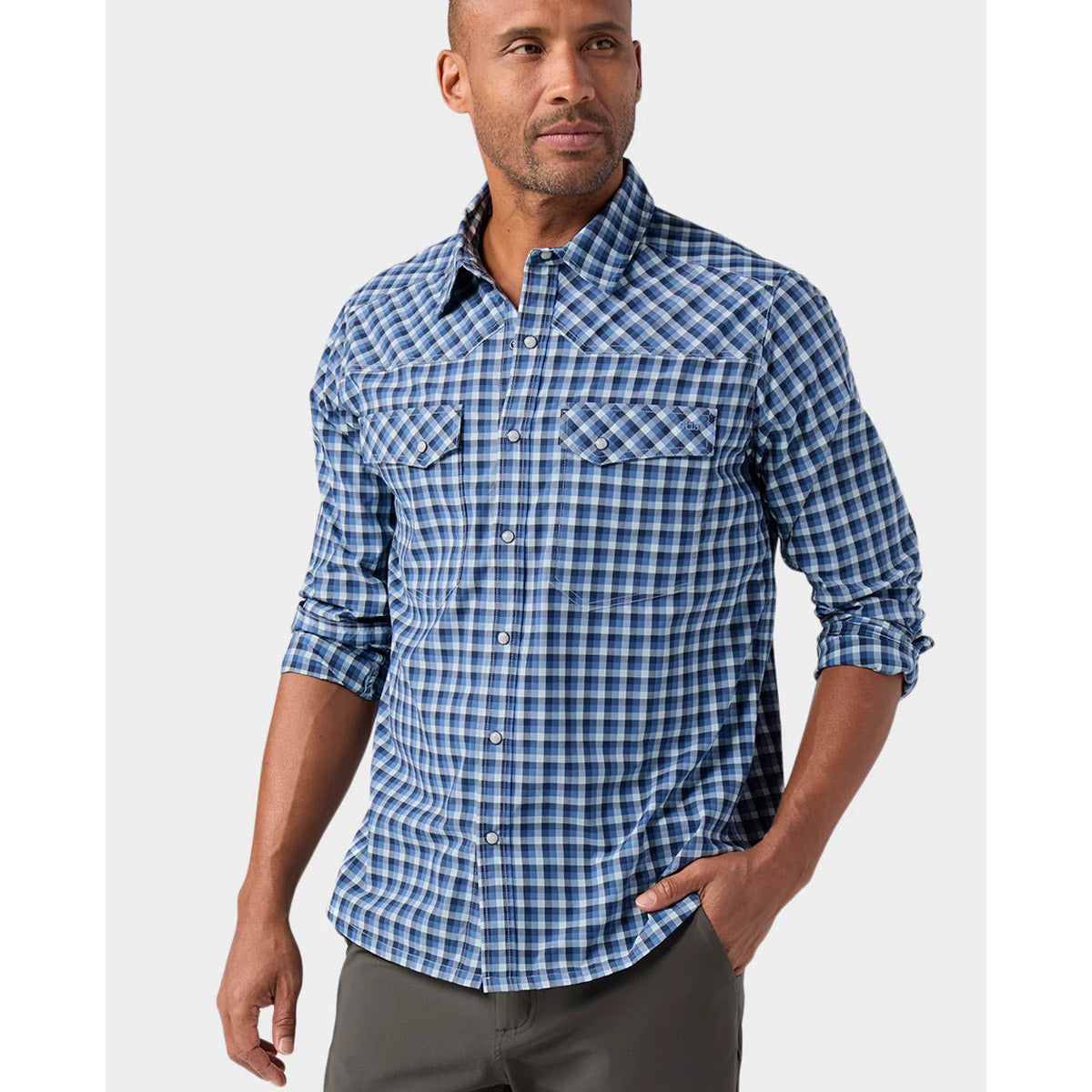 Stio Men's Eddy Shirt Long Sleeve Sturdy Blue Check