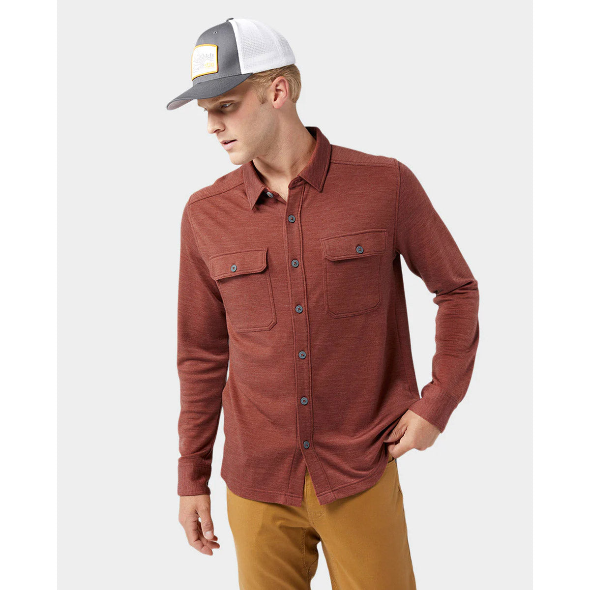 Stio Men&#39;s Alpin Midweight Merino Shirt Long Sleeve Coyote Trail Heather