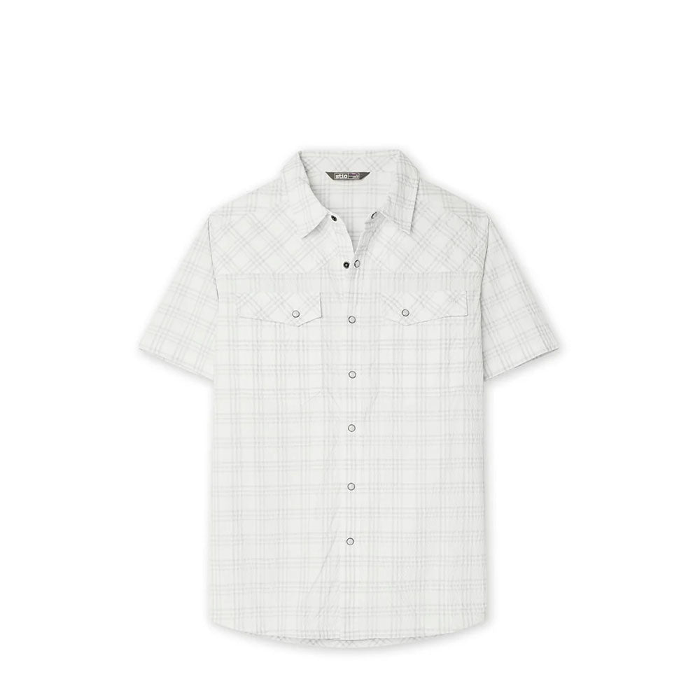 Stio Mens Eddy Coast Shirt Short Sleeve orning Frost Plaid / M