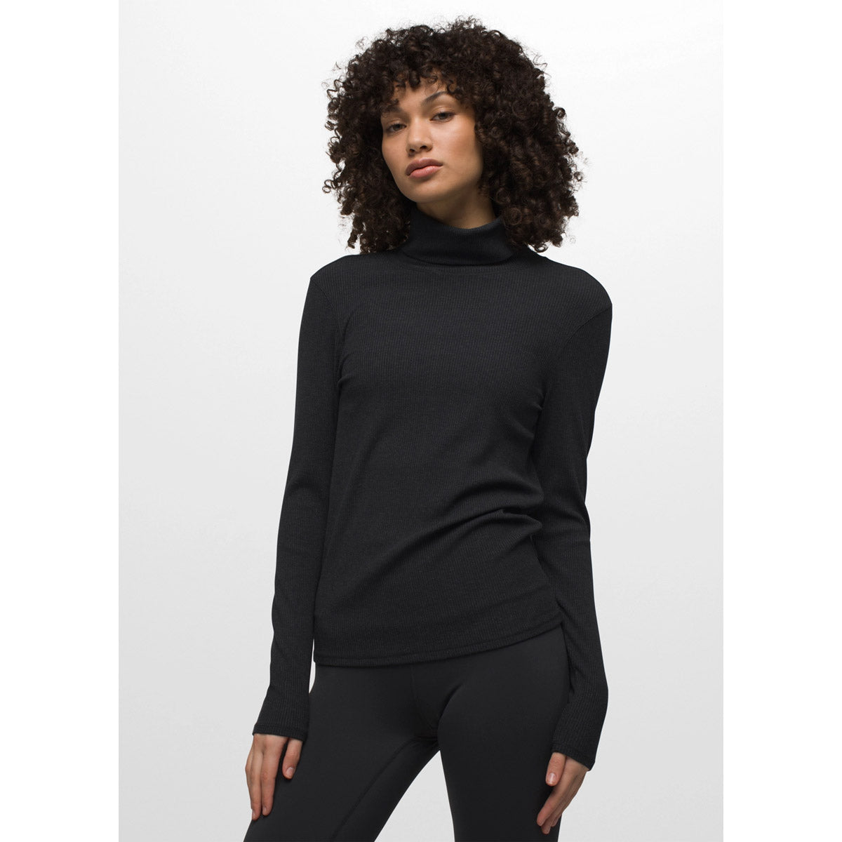 Prana Women&#39;s Foundation Rib Turtleneck Black Heather