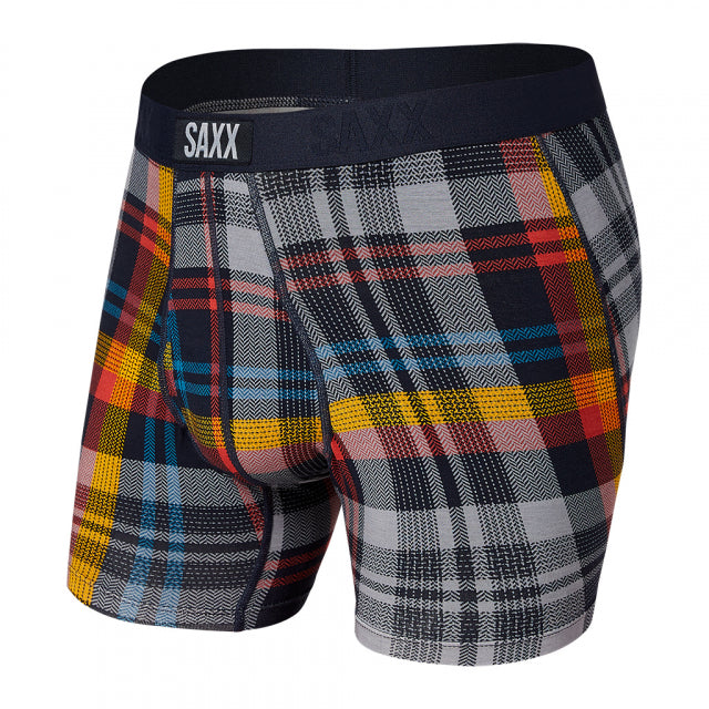 Saxx Underwear Co. Mens Ultra Boxer Brief FFM Multi Free Fall Plaid