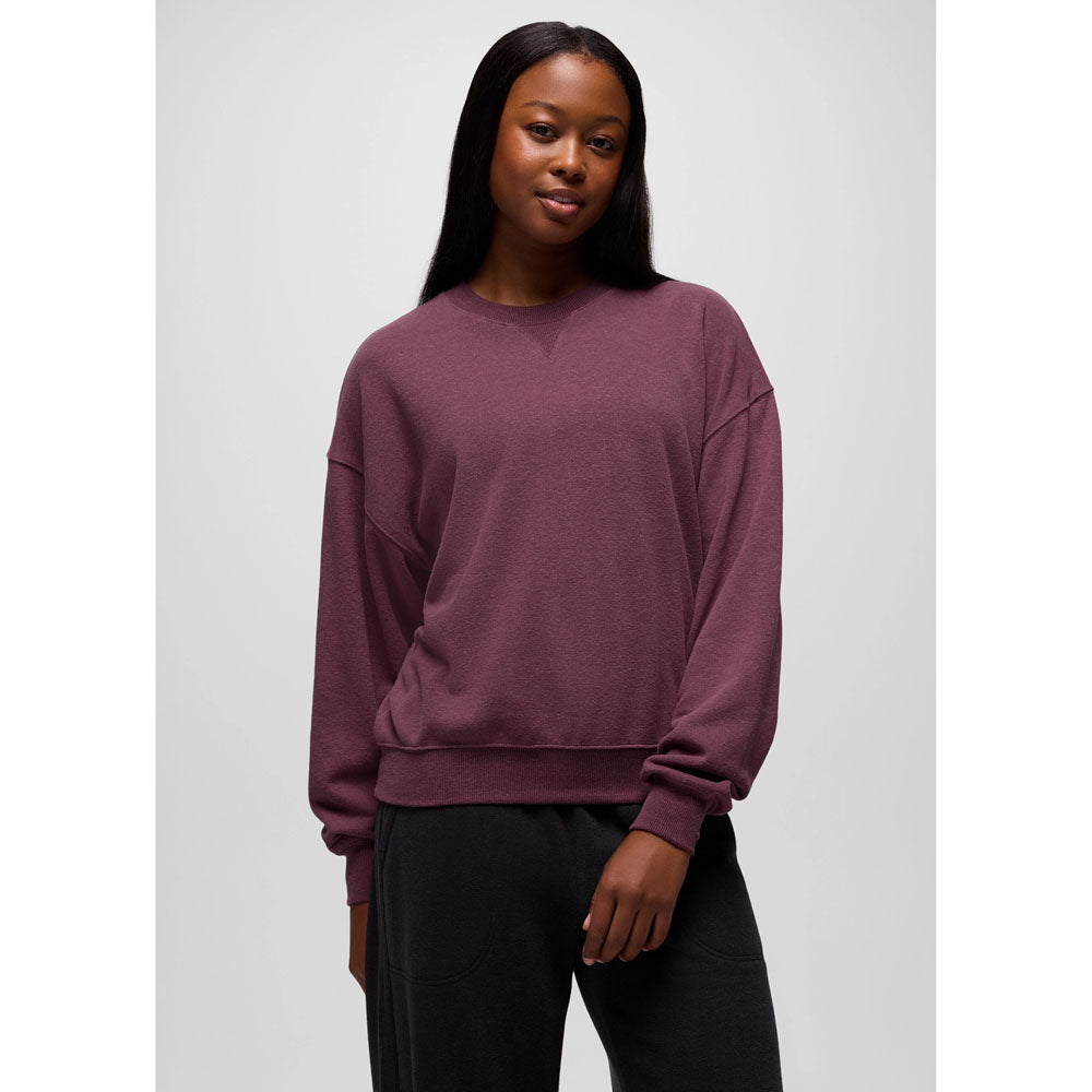Prana Womens Cozy Up Crew Sweatshirt Vino