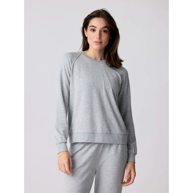 Free Fly Apparel Womens Bamboo Lightweight Fleece Crew Light Heather Grey