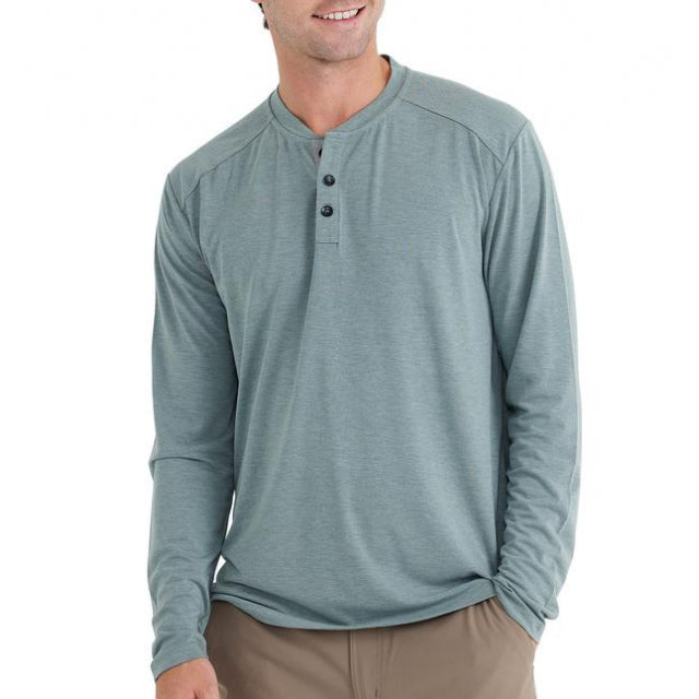 Free Fly Apparel Men&#39;s Bamboo Flex Henley 117 Heather Juniper