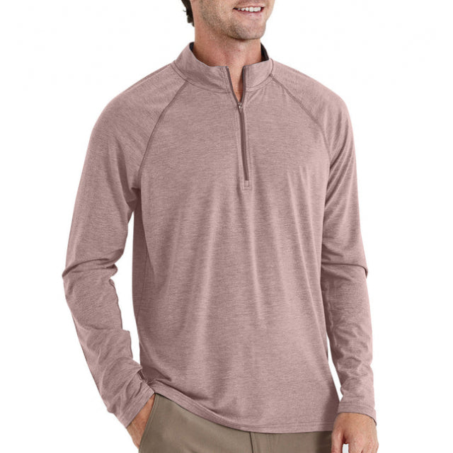 Free Fly Apparel Men&#39;s Bamboo Flex Quarter Zip 622 Heather Mustang